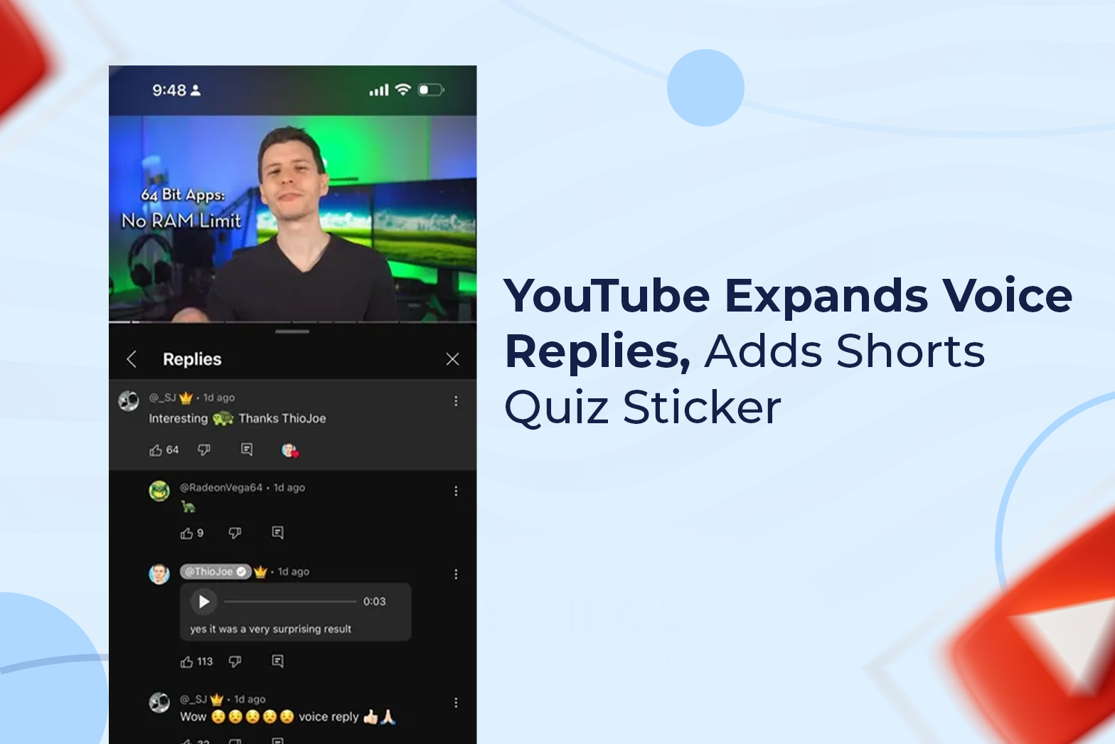 YouTube Expands Voice Replies, Adds Shorts Quiz Sticker
